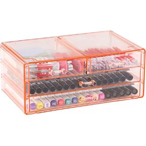 Stackable Acrylic Organizer - Clear Storage Organizer for Bathroom Cabinets, Plastic 4 Drawer Bins,Small Storage Drawers, Clear Makeup Organizer for Skincare,craft,Jewelry,Make up,Machine Organizing