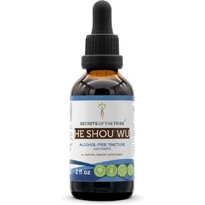 Secrets of the Tribe He Shou Wu Tincture Alcohol-Free Liquid Extract, He Shou Wu (Fo-TI, Polygonum multiflorum) Dried Root (4 FL OZ)