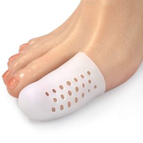 Big Toe Caps 10 Pack Breathable Gel Toe Cover Protector Sleeve Great to Cushion Toe and Provide Pain Relief from Corns, Blisters Toenails for Woman and Man (White)