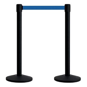 Queue Way - QWAYPOST-33-D4 - Black Post, 2" Wide, 7'6" Length Chevron Black & Yellow Belt (Set of 2)