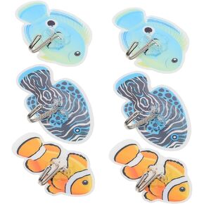 6 قطع خطاف سمك المحيط لتزيين السيارة على شكل سمكة سلسلة مفاتيح لمفاتيح السيارة ديكور جداري خطاف شماعة معطف جدار جبل رف الملابس سمكة المهرج مسمار فولاذي in Kuwait