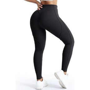 SEASUM Butt Lifting Leggings for Women High Waisted Workout Gym Compression Tummy Control Exposed Lined Seams Yoga Pants