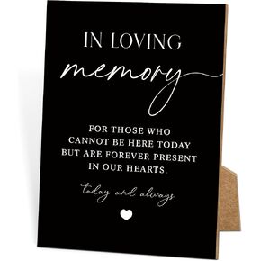 Wedding Memorial Sign, 8x11 Black Minimalist Style Memorial Table Sign for Wedding, In Loving Memory Sign,Wedding Decorations, Wedding Table Decor, Memorial Gifts For Loss of Loved One -8
