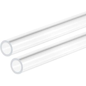 DMiotech 2pcs 1/4" x 5/16" x 12" Clear Acrylic Pipe Rigid Plastic Tubing for Aquarium Water Pipe, Water Cooling System, Plumbing
