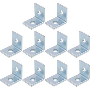 10 Pcs 2 Hole L Shaped 90 Degree Angle Connector Bracket Fit for 1-5/8" Wide Taller Strut Channel, 1/2" Bolt,Thickness 1/5'', Width 1-1/2",Steel Surface Electrogalvanized