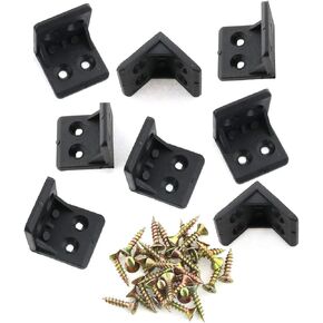 E-outstanding 8pcs 4-Hole L Shape Corner Brackets Black Plastic Thickened Right Angle Furniture Corner Brace Joint with Countersunk Mounting Screws 1.08x1.08 Inches