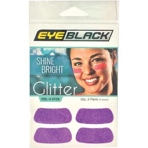 EyeBlack Under Eye Colorful Glitter Strips | Football, Baseball, Softball, Soccer | Great for Adults and Kids | Tailgating Fans, Sporting Events, Cheering Fans - 2 Pairs / 4 Strips - Purple