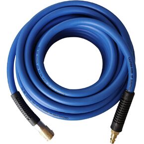 Abakoo Hybrid Air Hose 3/8" x 50 Feet, 300 PSI Heavy Duty, Non-Kinking, Lightweight, with 1/4" Industrial Air Fittings, Blue