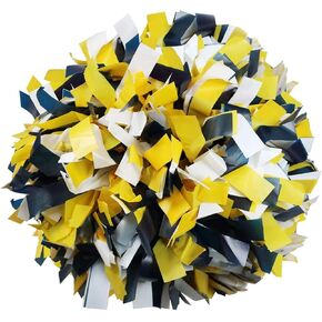 Danzcue 2 Pack 6 Inches Plastic Cheerleading Pom Pom with Baton Handle (Maroon-White, One Size)
