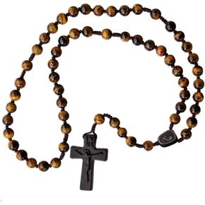 8mm Tiger Eye/Jujube Wood 5 Decade Rosary