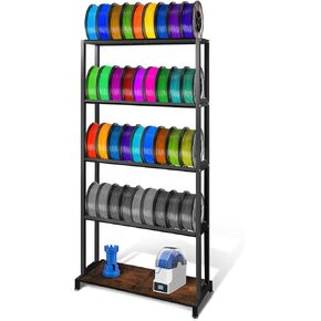 Ormeli 3D Printer Filament Storage Rack, 5-Tier 3D Printing Filament Metal Rack for Filament Spools PLA/ABS/TPU/Nylon, Large Capacity Heavy Duty Filament Spool Holder for 3D Printing Studio, Workshop