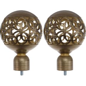 Housoutil 2pcs Finials Curtain Decor Rods Caps Drapery Golden Screw End Head Hallow Lantern Iron Decorative Elegant Plugs on Ends Office Rod Brass Window Cap Ornaments Rail/Pole