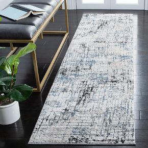 SAFAVIEH Invista Collection Runner Rug - 2'2" x 8', Ivory & Grey, Modern Abstract Design, Non-Shedding & Easy Care, Ideal for High Traffic Areas in Living Room, Bedroom (INV613A)