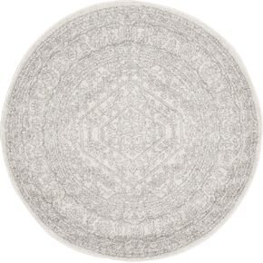 SAFAVIEH Adirondack Collection Area Rug - 6'7" Round, Ivory & Silver, Oriental Medallion Design, Non-Shedding & Easy Care, Ideal for High Traffic Areas in Living Room, Bedroom (ADR108B)