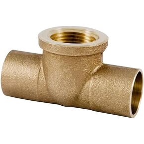 EZ-FLUID Plumbing 3/4" x 3/4" x 1/2" C X C X FIP Tee LF Brass Tee,Pressure Copper Fitting with Sweat Solder Connection Reducing Tee for Residential,Commercial (1)