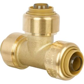 3/4" Push to Conect Tee for PEX, Copper, CPVC Pipe, Brass Plumbing Fitting with Upgraded Stiffener (1 Pack)