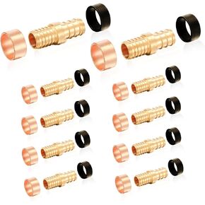 10-Pack Polybutylene Transition Coupling, 1/2" PEX X 1/2" PB, Brass Crimp Pex Fittings with 20 Rings, ASTM F1807 in Saudi Arabia