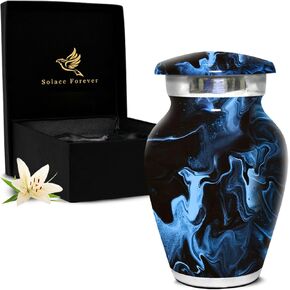 الجرار الصغيرة لتذكار الرماد البشري - جرة صغيرة للرماد للنساء - الجرار الرخامية للرجال - تكريم أحبائك مع جرة حرق الجثث الصغيرة - جرة جنازة للذكور والإناث والرضع (أسود، صغير) in Kuwait