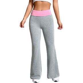 SOLY HUX Women's Bell Bottom Flare Leg Sweatpants Color Block Elastic Waist Jogger Pants in Saudi Arabia