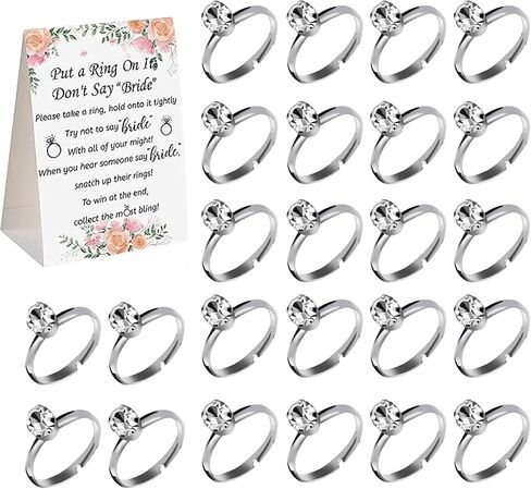 52 Pcs Gold Bridal Shower Napkin Rings | Put a Ring on It Bridal Shower Game with Bridal Shower Rings, Not Say Bride Rules Wedding Shower Games Gifts for Party Bachelorette Guests in Saudi Arabia
