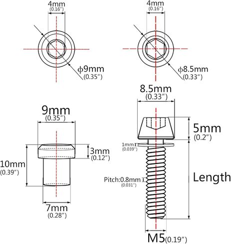 Titanium M5x16 18 20mm Bolt with Washer Hex Head Screw Steerer Clamp Nut for Bicycle Stem Front Forking Lock in Saudi Arabia