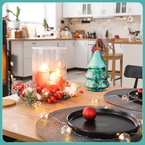 Sliner 9.06 x 5.12 Inch 30oz Christmas Tree Candy Jars Glass Cookie Jars with Lids Lovely Christmas Tree Jar Clear Bowl Food Storage Container for Xmas Festival Holiday Party Gift Table Decoration in Kuwait