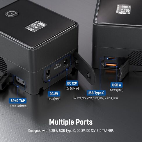 Neewer Mini V Mount Battery PS099E، بطارية قفل 6800 مللي أمبير 99Wh 14.5V V مع كابل من النوع C/DC5521/DC5525، شاشة OLED، شحن سريع 65 وات PD USB C، مخرج D Tap/BP/USB A/DC لكاميرا مراقبة الكاميرا in Saudi Arabia