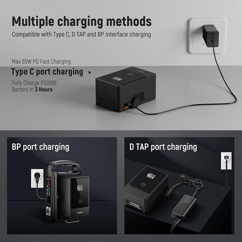 Neewer Mini V Mount Battery PS099E، بطارية قفل 6800 مللي أمبير 99Wh 14.5V V مع كابل من النوع C/DC5521/DC5525، شاشة OLED، شحن سريع 65 وات PD USB C، مخرج D Tap/BP/USB A/DC لكاميرا مراقبة الكاميرا in Saudi Arabia