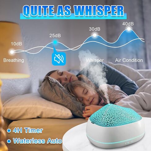 موزع روائح الزيوت العطرية للمنزل، موزع روائح العلاج العطري للمنزل بسعة 200 مل، 7 ألوان، وظيفة الإيقاف التلقائي، مؤقت 4 ساعات، مرطب رذاذ بارد لغرفة النوم، المكتب، غرفة الألعاب، الحفلات in Kuwait