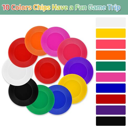 Coopay 1000 Pieces Plastic Poker Chips Poker Card Game Chips Bulk 10 Colors Learning Counters Disks Bingo Chip Counting Markers for Math Practice, Game Tokens and Teaching Rewards, 25 mm/ 1 Inch in Saudi Arabia