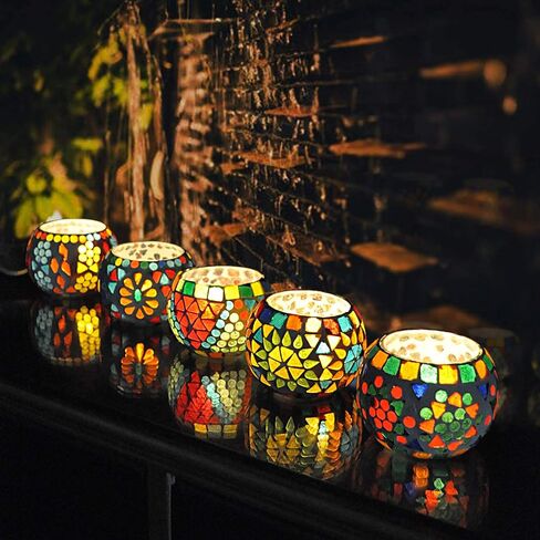 Set of 10 Home Decor Love Gift Living Room Bedroom Fireplace Decorative Colorful Mosaic Glass Candle Holder Wedding Decoration Event Party Supplies Tea Light Votive in Saudi Arabia