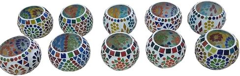 Set of 10 Home Decor Love Gift Living Room Bedroom Fireplace Decorative Colorful Mosaic Glass Candle Holder Wedding Decoration Event Party Supplies Tea Light Votive in Saudi Arabia