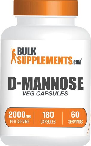 BulkSupplements.com D-Mannose Capsules - D-Mannose Supplement, D-Mannose 2000mg Capsules - Urinary Tract Health, Vegan-Friendly - 3 Capsules per Serving, 180 Veg Capsules, Pack of 1 in Saudi Arabia