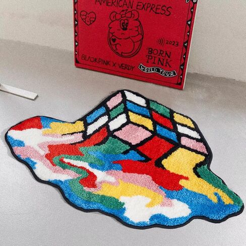 سجادة مكعبة سحرية ذائبة، سجاد منطقة جمالية غير تقليدية مقاس 34 × 24 بوصة غير قابلة للانزلاق وقابلة للغسل، سجاد غرفة نوم الحمام اللطيف الفريد من نوعه، سجاد صغير ناعم رقيق، سجاد بارد ملون مضحك in Saudi Arabia