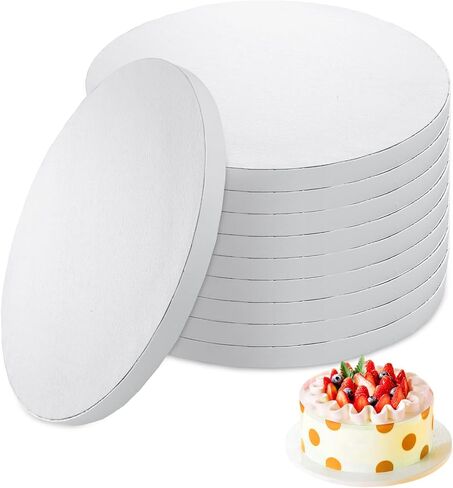 10 Pcs Round Cake Drums 8-Inch, 1/2" Thickened Cardboard Cake Boards, White Greaseproof Cake Base for Delicate Cake Decoration in Saudi Arabia