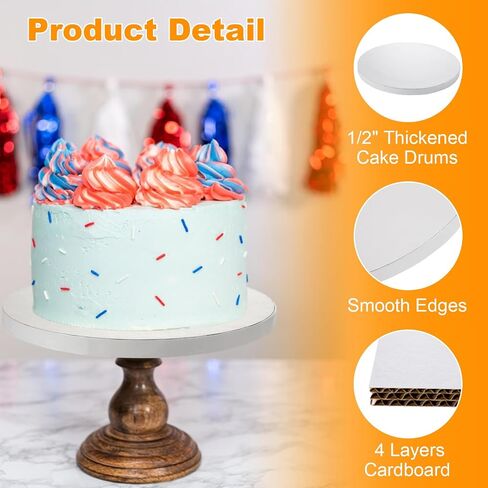 10 Pcs Round Cake Drums 8-Inch, 1/2" Thickened Cardboard Cake Boards, White Greaseproof Cake Base for Delicate Cake Decoration in Saudi Arabia