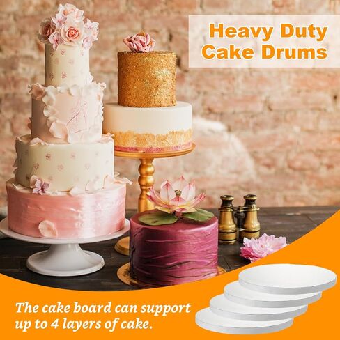 10 Pcs Round Cake Drums 8-Inch, 1/2" Thickened Cardboard Cake Boards, White Greaseproof Cake Base for Delicate Cake Decoration in Saudi Arabia