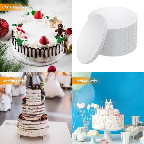 10 Pcs Round Cake Drums 8-Inch, 1/2" Thickened Cardboard Cake Boards, White Greaseproof Cake Base for Delicate Cake Decoration in Saudi Arabia