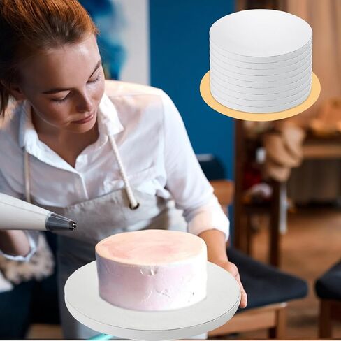 10 Pcs Round Cake Drums 8-Inch, 1/2" Thickened Cardboard Cake Boards, White Greaseproof Cake Base for Delicate Cake Decoration in Saudi Arabia