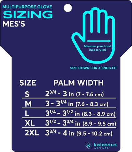 قفازات عمل Kolossus لجميع الأغراض، أدوات عامة، قبضة مرنة، شاشة تعمل باللمس، مفاصل مبطنة وراحة اليد، أسود in Kuwait