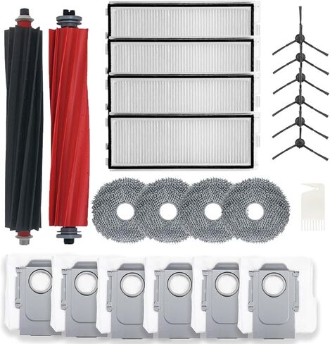 22PCS Replacement Parts for Roborock Qrevo Master, Qrevo Master Robot Vacuum Cleaner Accessories Kit, 1 Cleaning Tool 2 Brushroll 4 Filter 4 Mop Pad 6 Side Brush 6 Dust Bag in Saudi Arabia