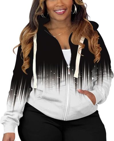 Tycorwd Women's Plus Size Casual Hoodies Sweatshirt Long Sleeve Full Zipper Track Top Athletic Jackets with Pocket in Saudi Arabia
