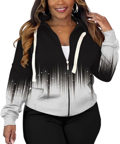 Tycorwd Women's Plus Size Casual Hoodies Sweatshirt Long Sleeve Full Zipper Track Top Athletic Jackets with Pocket in Saudi Arabia