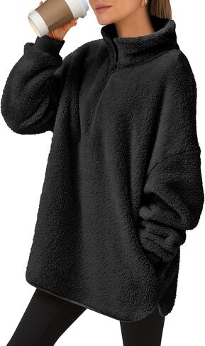 ANRABESS Women's Zip Up Sweatshirt Sherpa Fuzzy Fleece Hoodies Cozy Pullover Soft Sweaters Tops 2024 Fall Trendy Clothes in Saudi Arabia