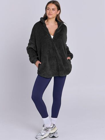 ANRABESS Women's Zip Up Sweatshirt Sherpa Fuzzy Fleece Hoodies Cozy Pullover Soft Sweaters Tops 2024 Fall Trendy Clothes in Saudi Arabia
