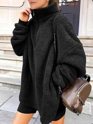 ANRABESS Women's Zip Up Sweatshirt Sherpa Fuzzy Fleece Hoodies Cozy Pullover Soft Sweaters Tops 2024 Fall Trendy Clothes in Saudi Arabia