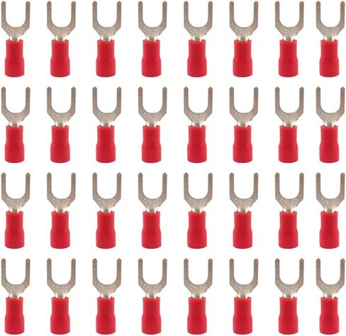 100Pcs M5 Insulated Fork Spade Wire Connector 22-16 AWG U Type Electrical Crimp Terminals（Red/SPFH5) in Kuwait