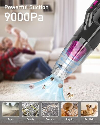Sendowtek Handheld Vacuum Cordless for Car, Rechargeable Vacuum Hoover 9000pa Battery-Powered Hand Held Vacuuming Hoover Portable Cleaner Car Vac for Home Pet Office in Saudi Arabia