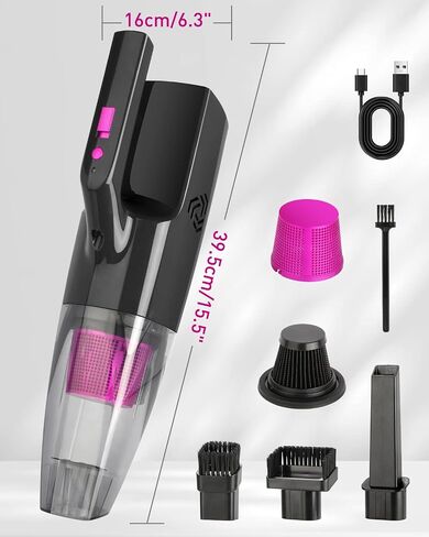 Sendowtek Handheld Vacuum Cordless for Car, Rechargeable Vacuum Hoover 9000pa Battery-Powered Hand Held Vacuuming Hoover Portable Cleaner Car Vac for Home Pet Office in Saudi Arabia
