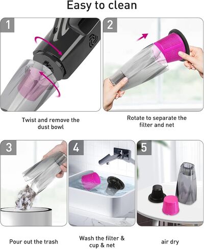 Sendowtek Handheld Vacuum Cordless for Car, Rechargeable Vacuum Hoover 9000pa Battery-Powered Hand Held Vacuuming Hoover Portable Cleaner Car Vac for Home Pet Office in Saudi Arabia